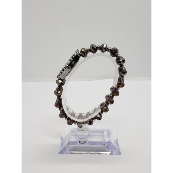 YLQ Women's dress watch. Beaded band with jeweled bevel - Picture 3 of 7